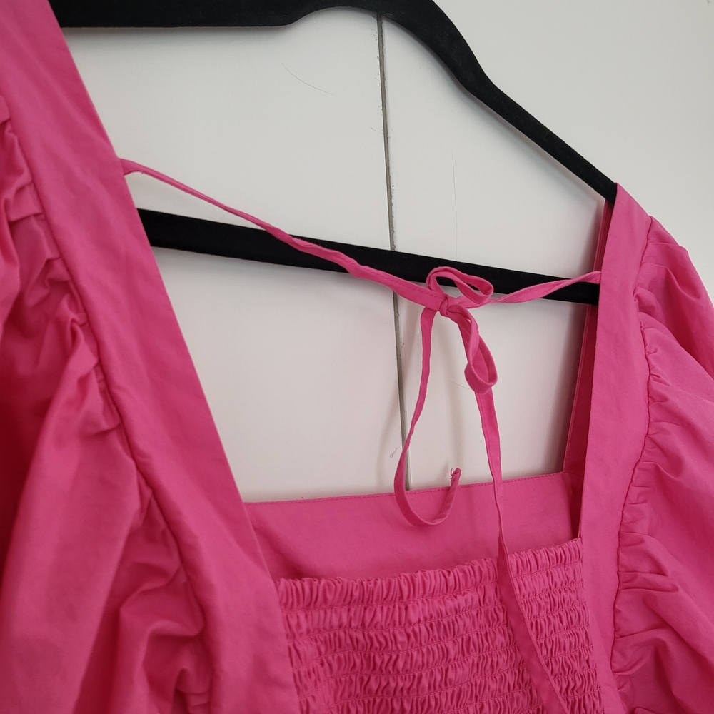 a new day Pink Tiered Babydoll Dress Balloon Sleeves Size L - Picture 7 of 11